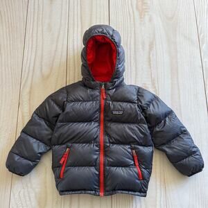 Patagonia Kids Boys 4T Hi-Loft Down Sweater 700 Fill Insulated Hoody Jacket Navy